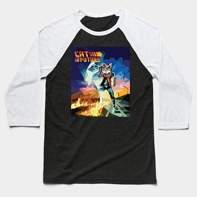 CAT TO THE FUTURE - Back To The Future Inspired Baseball T-Shirt by Retro Meowster